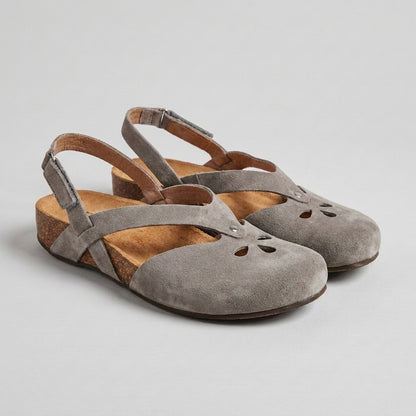 Adjustable T-Strap Sandals with Floral Cutout and Contoured Midsole