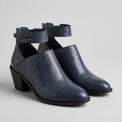 Fitted Ankle Boots with Braided Strap and Block Heel