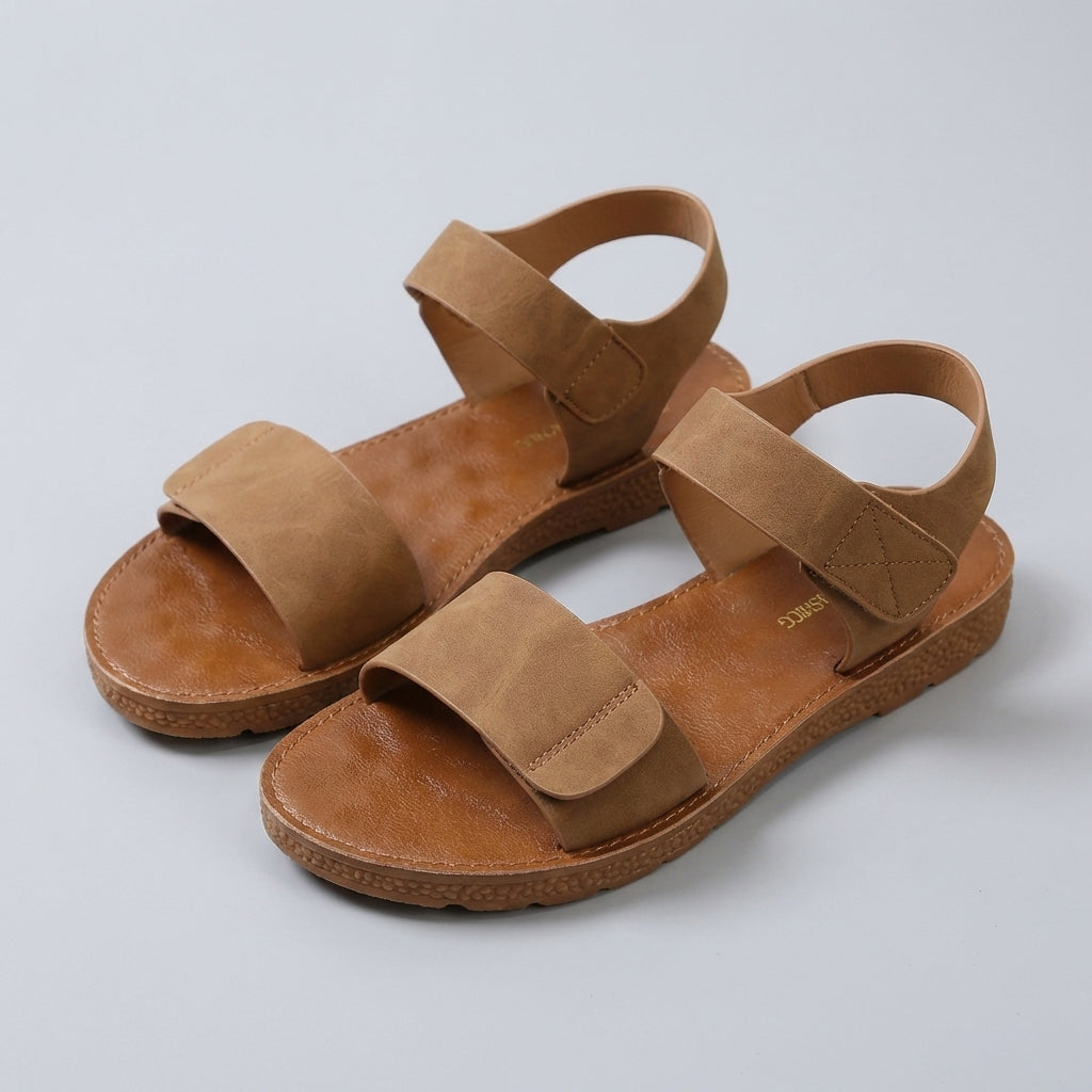 Roman-Inspired Flat Sandals with Contoured Footbed and Adjustable Strap