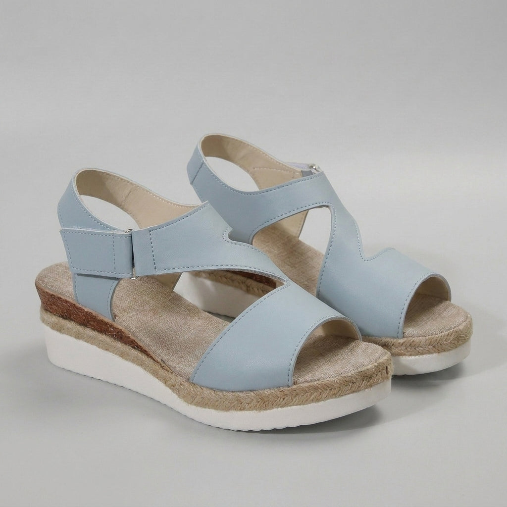 Structured Platform Wedge Sandals with Textured Woven Midsole and Cutout Straps