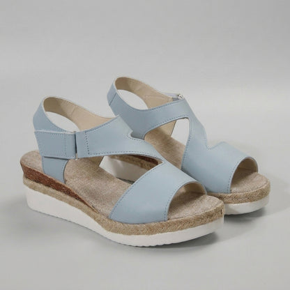 Structured Platform Wedge Sandals with Textured Woven Midsole and Cutout Straps