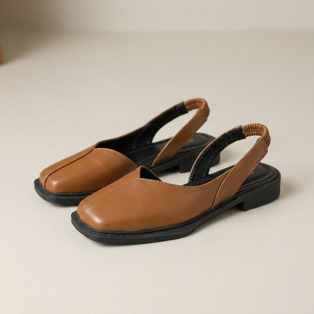 Minimalist Square-Toe Slingback Flats for Effortless Everyday Style