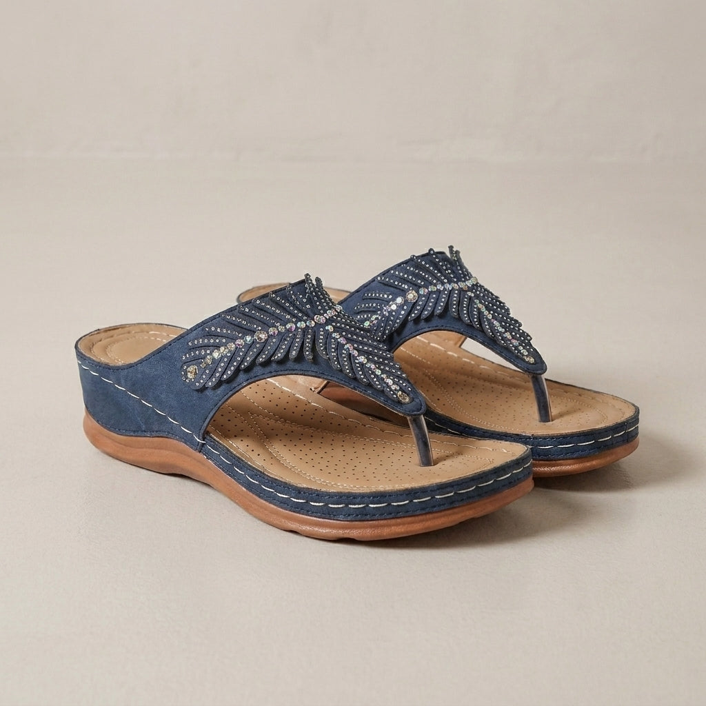 Crystal Embellished Comfort Thong Sandals for Everyday Elegance