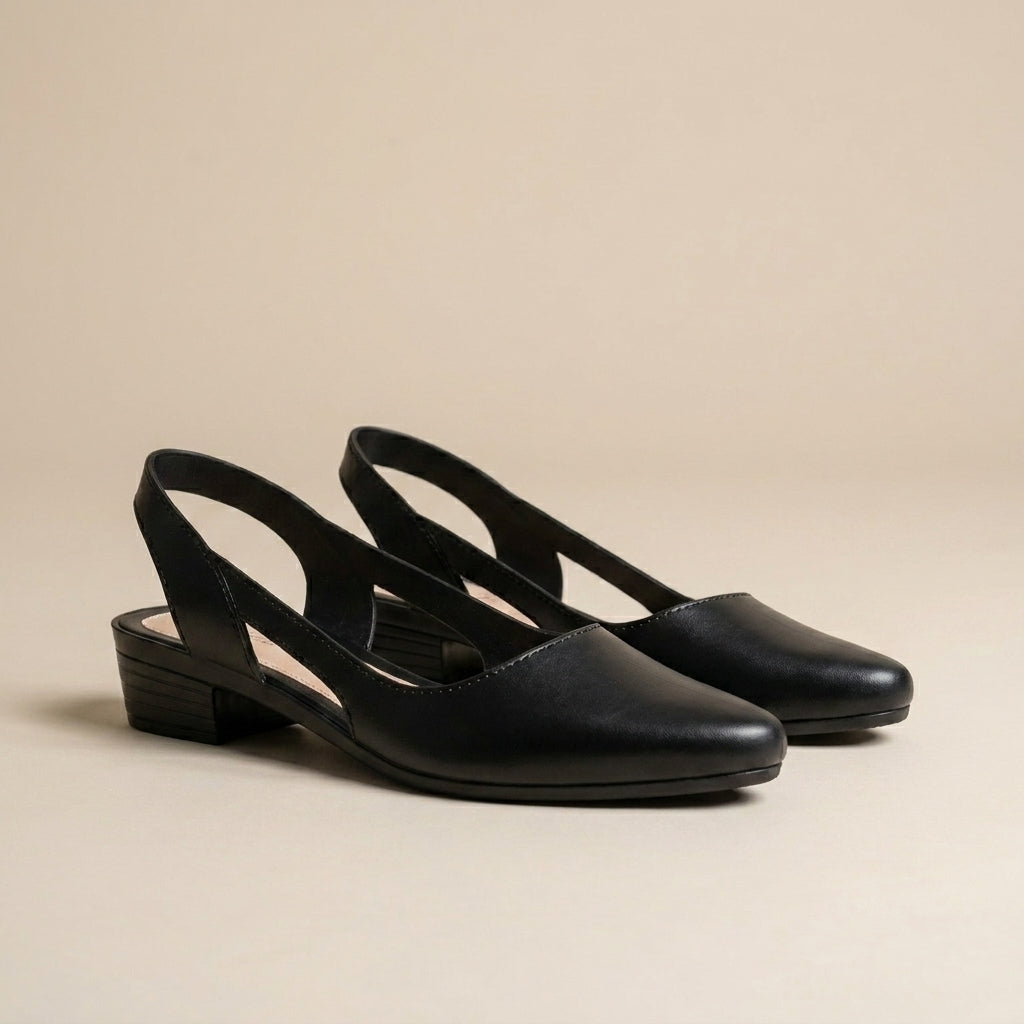 Sleek Pointed-Toe Low Block Heel Slingback Sandals for Daywear
