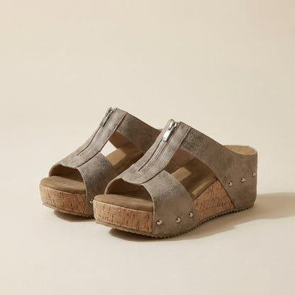 Riviera Cork Platform Comfort Slide Sandals