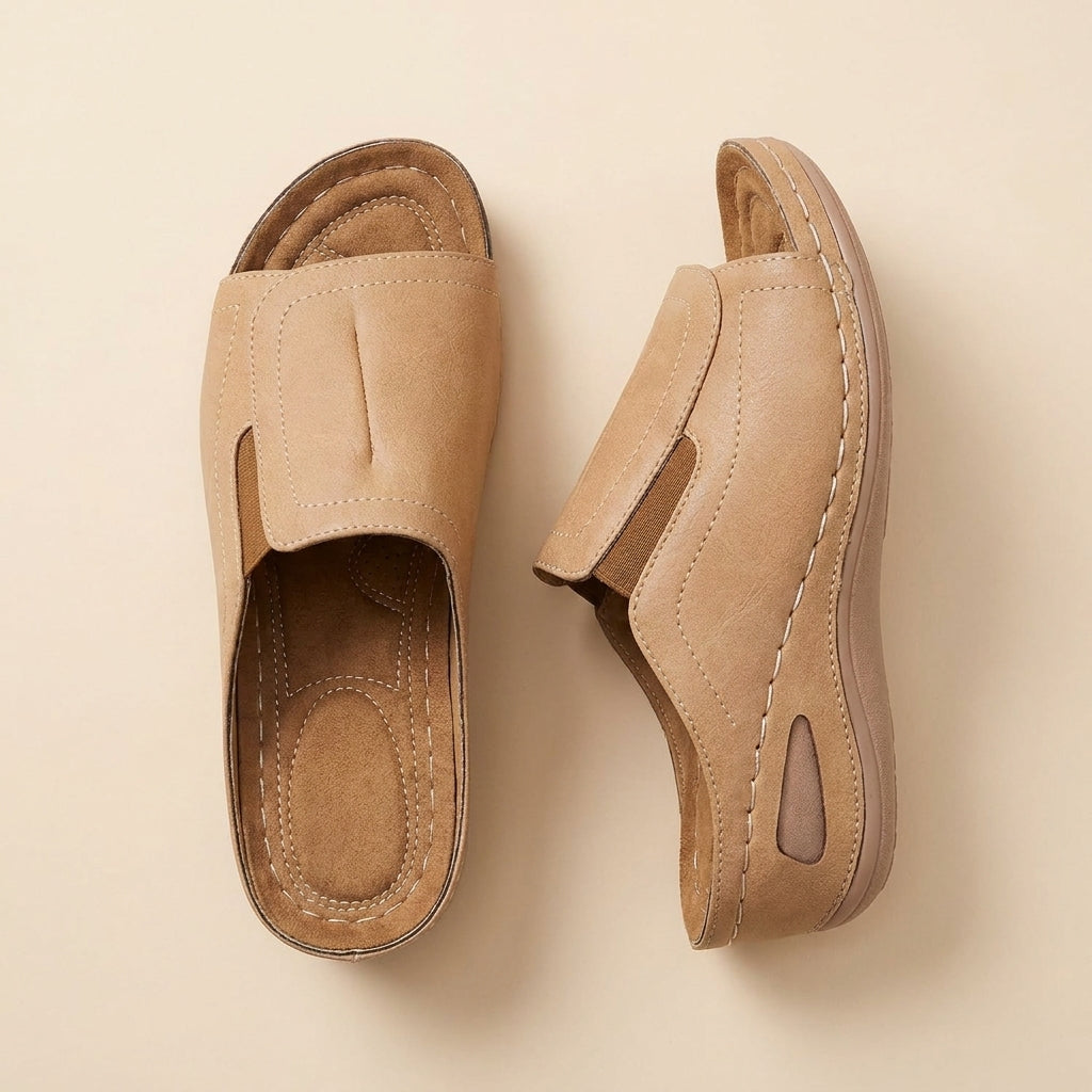 Ergonomic Slip-On Sandals with Contoured Wedge Heel for Relaxed Comfort
