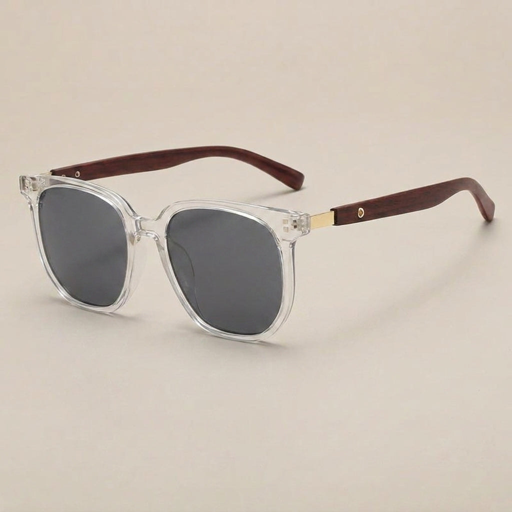 Elara Wood Accent Square Sunglasses
