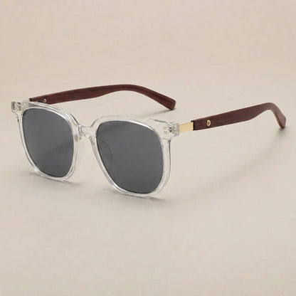 Elara Wood Accent Square Sunglasses