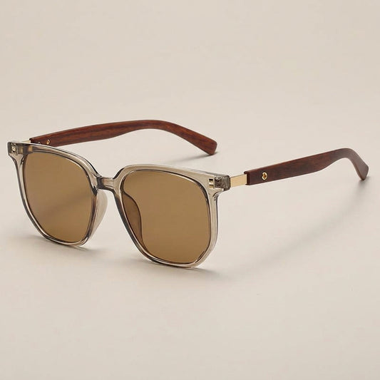 Elara Wood Accent Square Sunglasses