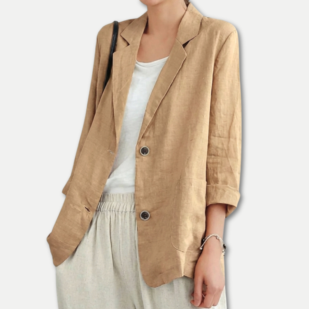 Relaxed Fit Linen-Blend Blazer for Effortless Summer Layering