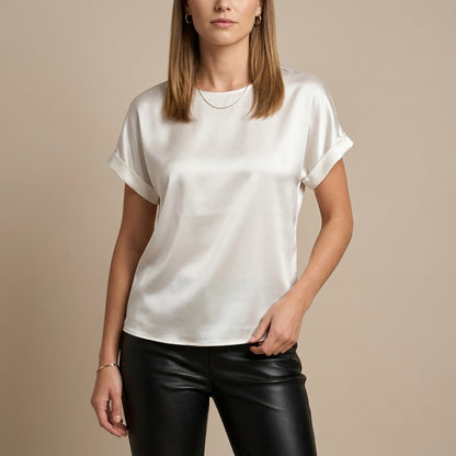 Relaxed Tops with Rolled Cuff Detailing for Evening Elegance