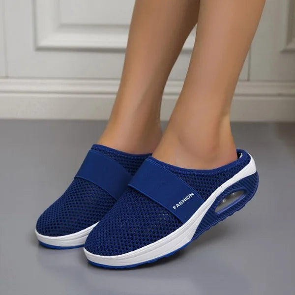 Women's Mesh Slip-On Clogs - Breathable Comfort - Cushioned Sole - Air Cushion Heel