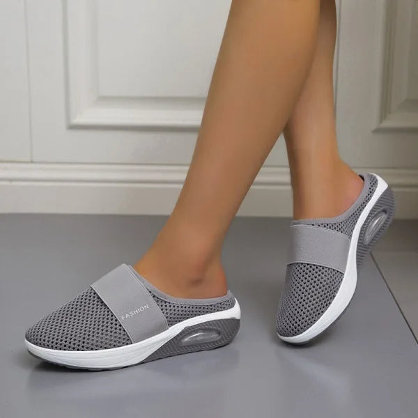Women's Mesh Slip-On Clogs - Breathable Comfort - Cushioned Sole - Air Cushion Heel