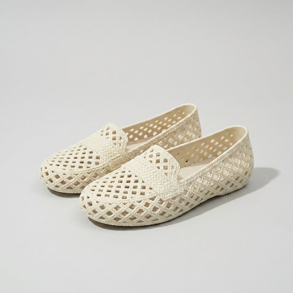 Woven Cutout Slip-On Ballet Flats