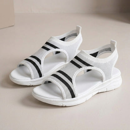 Breathable Platform Sandals with Striped Knit Upper