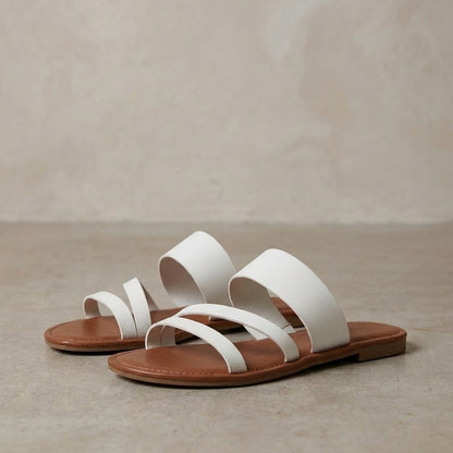 Multi-Strap Flat Sandals with Textured Grained Footbed