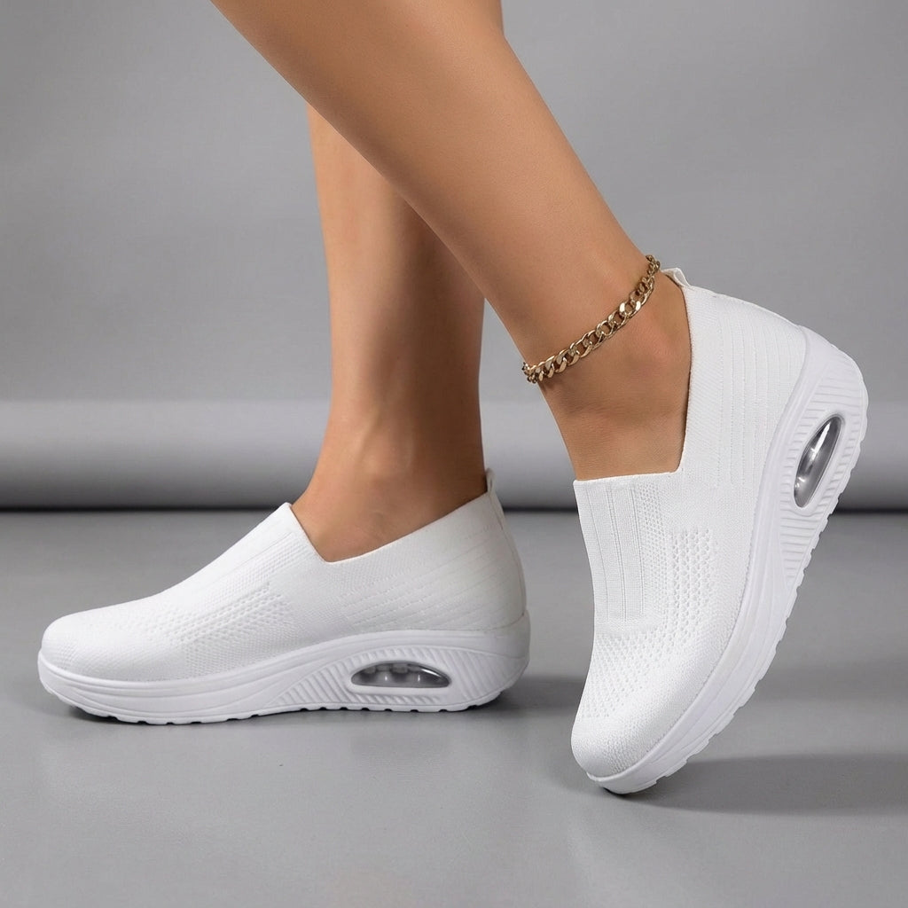Ella Knit Mesh Orthopedic Slip-On Shoes with Ribbed Ankle Cuff