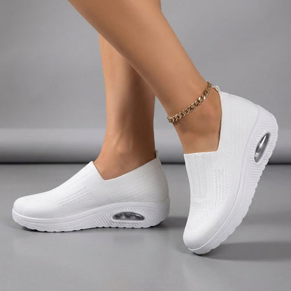 Ella Knit Mesh Orthopedic Slip-On Shoes with Ribbed Ankle Cuff