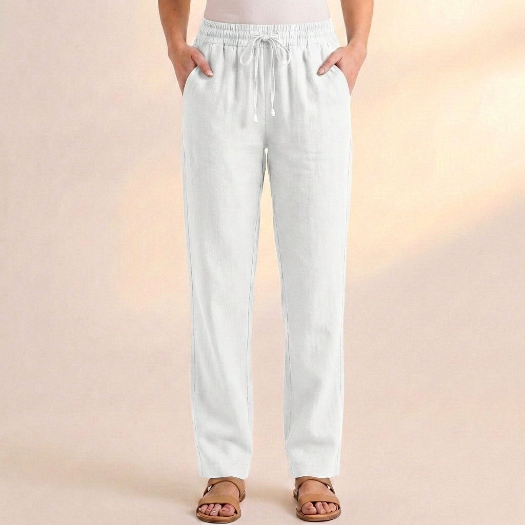 Relaxed Ankle-Length Pants with Drawstring Waist and Pockets