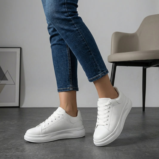Classic Platform Sneakers with Contrast Heel Tab