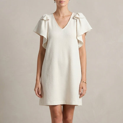 Flutter Sleeve Mini Dress with Soft Relaxed Silhouette