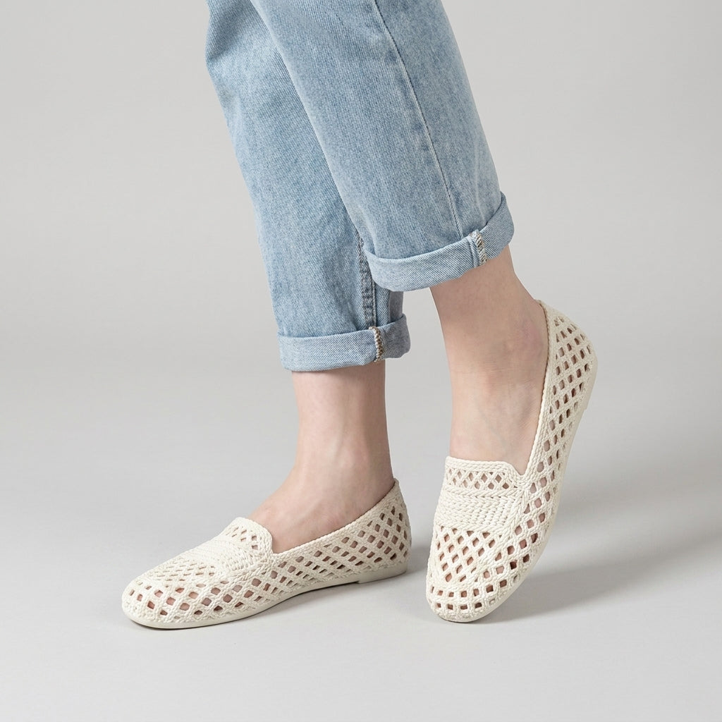 Woven Cutout Slip-On Ballet Flats