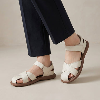 Coastal Cross-Strap Comfort Sandals with Adjustable Ankle Strap