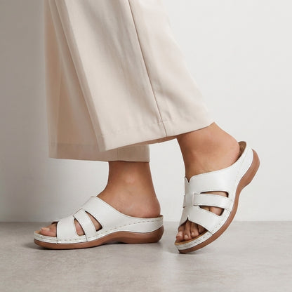 Arch Support Slide Sandals with Sculpted Wedge Sole for Daily Wear