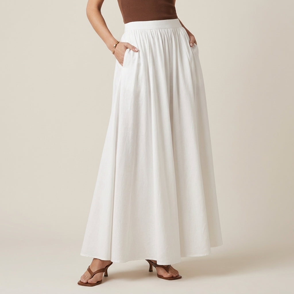 Flowing High-Waist A-Line Maxi Skirt