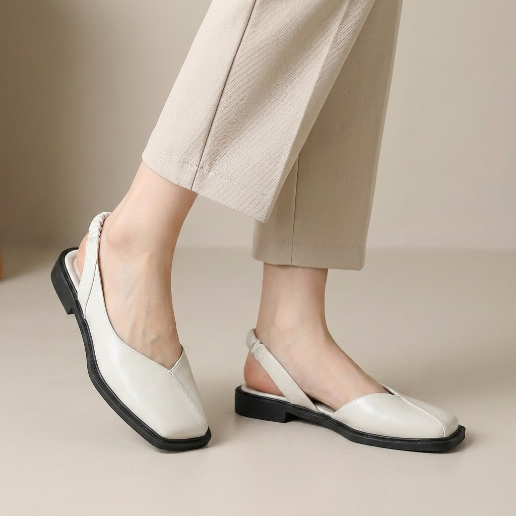 Minimalist Square-Toe Slingback Flats for Effortless Everyday Style