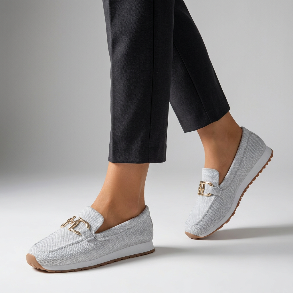 Relaxed Knit Loafers with Gold-Tone Bit and Elevated Platform Sole