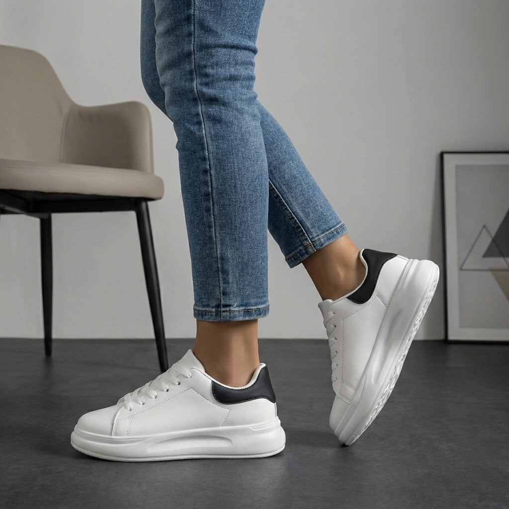 Classic Platform Sneakers with Contrast Heel Tab