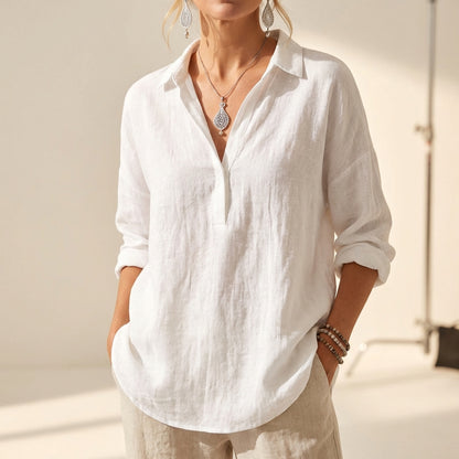 Relaxed Linen Long-Sleeve Shirt for Elevated Summer Style