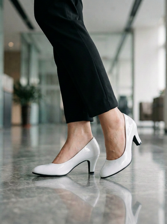 Elegant Glossy Medium Heel Pumps for Sophisticated Occasions