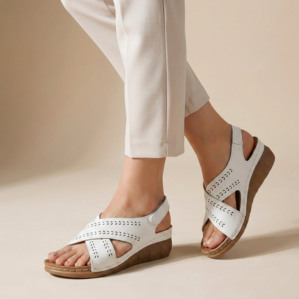 Coastal Breeze Cutout Slingback Comfort Sandals
