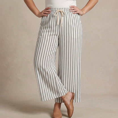 Relaxed Wide-Leg Woven Pants with Adjustable Drawstring Waist