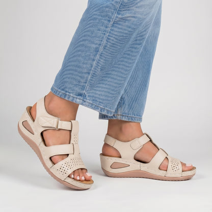 Elevated Platform Wedge Sandals with Laser-Cut Cross-Strap and Cushioned Sole for Everyday Comfort