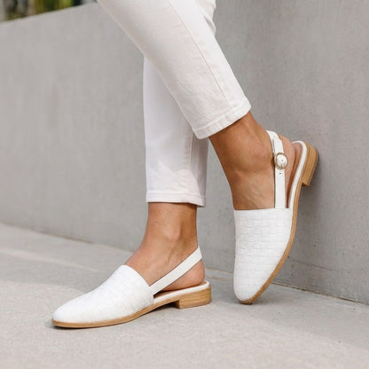 Luxury Woven Slingback Flats with Adjustable Ankle Strap
