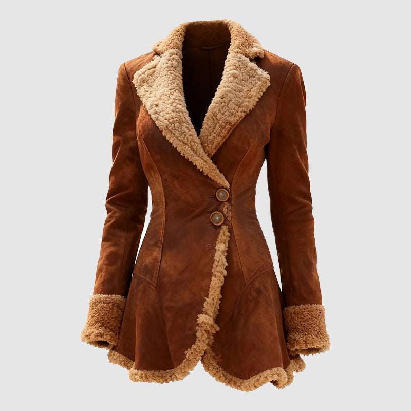 Stella Tailored Coat | Fur Trim Button Front Coat