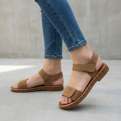 Roman-Inspired Flat Sandals with Contoured Footbed and Adjustable Strap