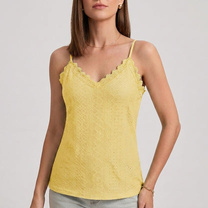Delicate Lace Trim Cami Top with Feminine Texture
