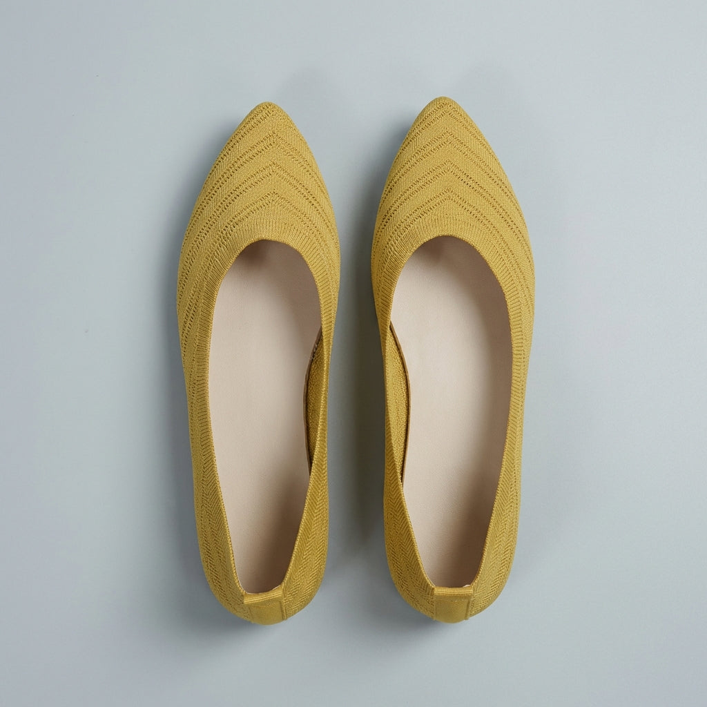 Textured Chevron Knit Pointed Toe Slip-On Flats for Refined Everyday Elegance