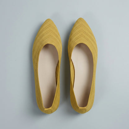 Textured Chevron Knit Pointed Toe Slip-On Flats for Refined Everyday Elegance
