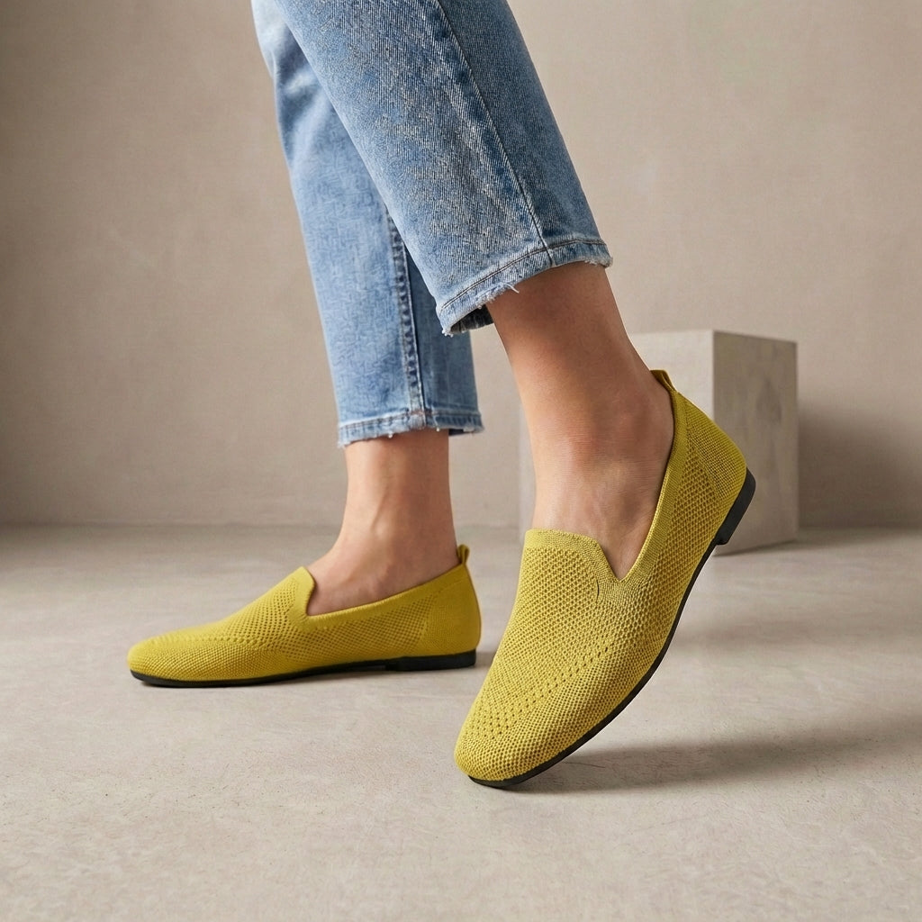 Lightweight Breathable Knit Slip-On Flats for Effortless Summer Strolls