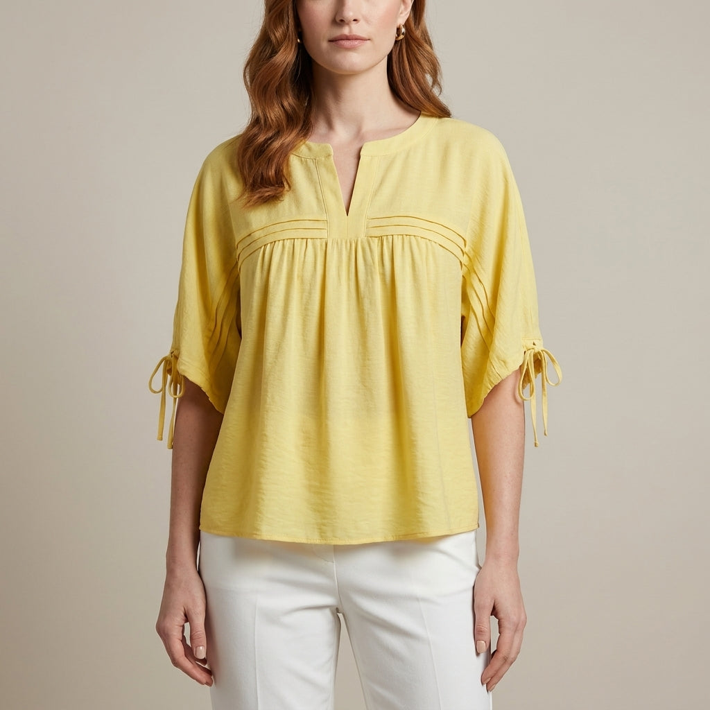 Buttercup Breeze Gathered Sleeve Relaxed Blouse