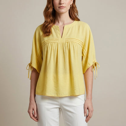 Buttercup Breeze Gathered Sleeve Relaxed Blouse