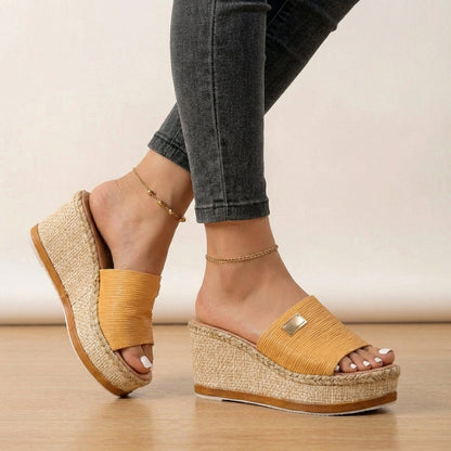 Textured Strap Espadrille Wedge Sandals