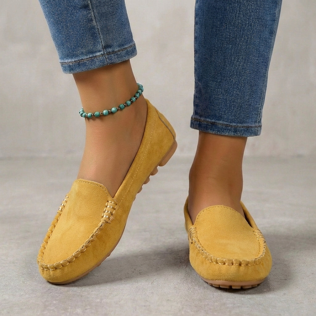 Classic Suede Driving Orthopedic Moccasins with Metallic Accents