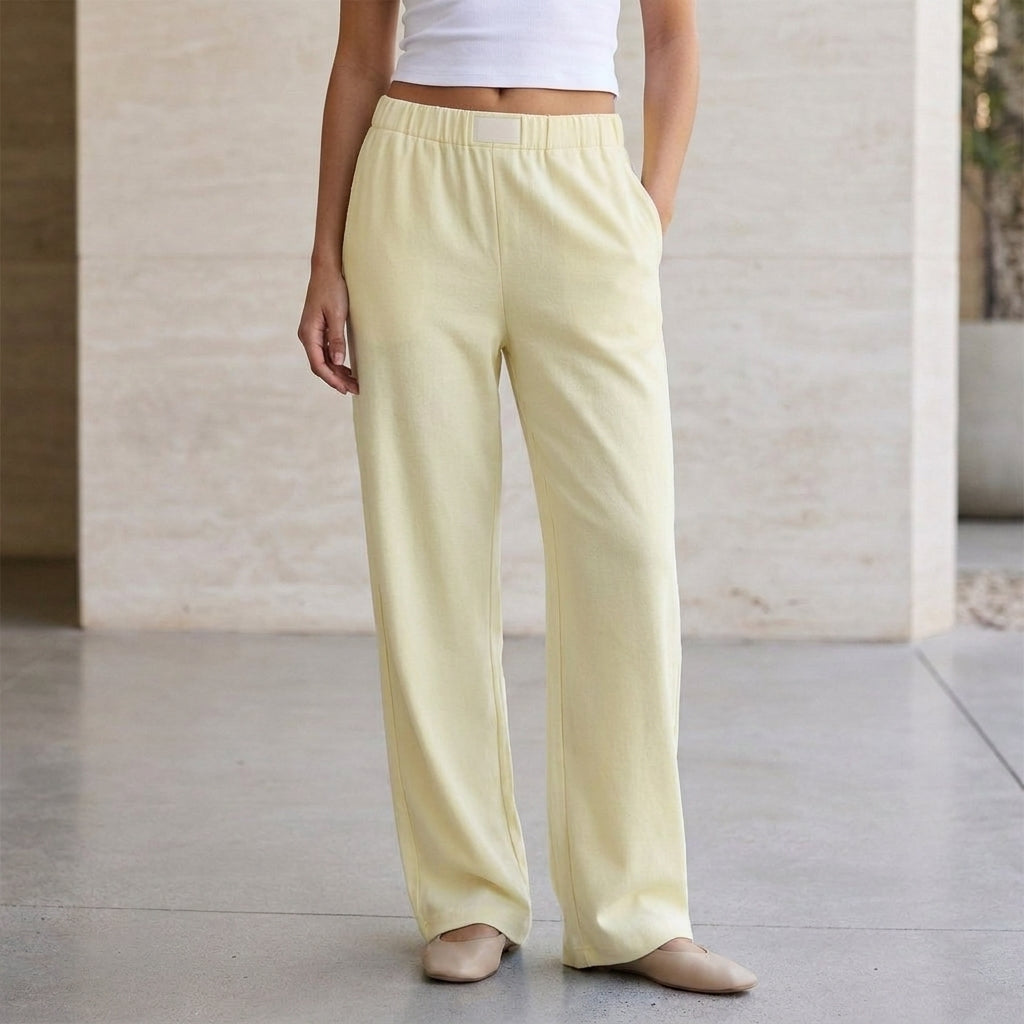 Women's Relaxed Ribbed Straight-Leg Lounge Pants with Signature Waistband