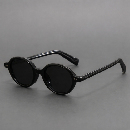 Oval Small Frame Sunglasses with Gradient Lenses and Patterned Temples
